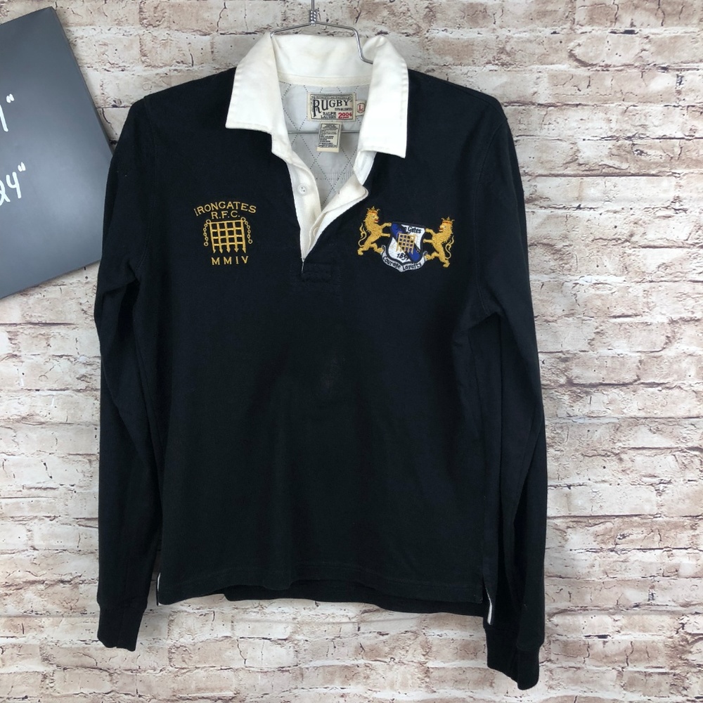 Girls Rugby Black Collared 14-16 Cotton Crest